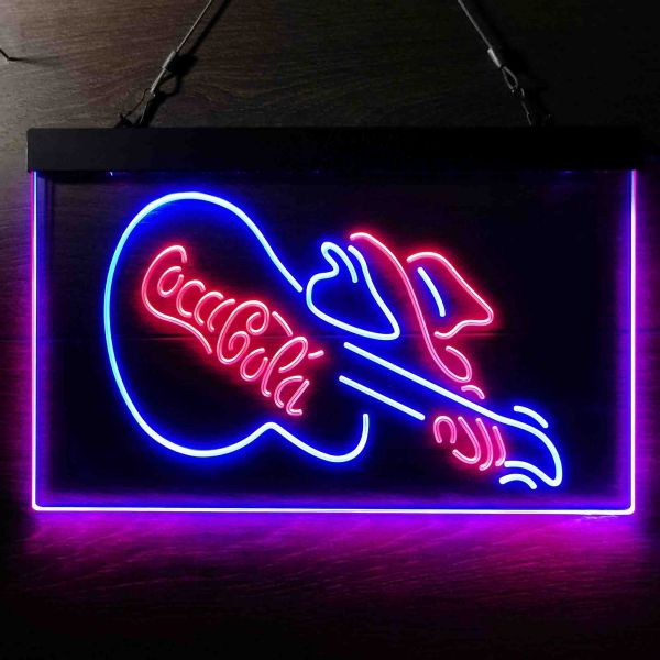 Coca-Cola Guitar Dual LED Neon Light Sign